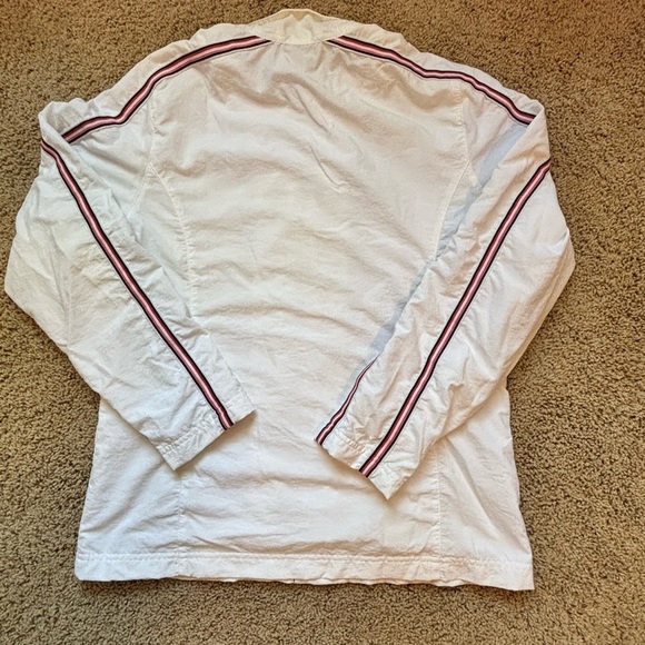 Izod Women’s White Windbreaker Jacket With Striped Long Sleeves | Medium - Picture 3 of 8